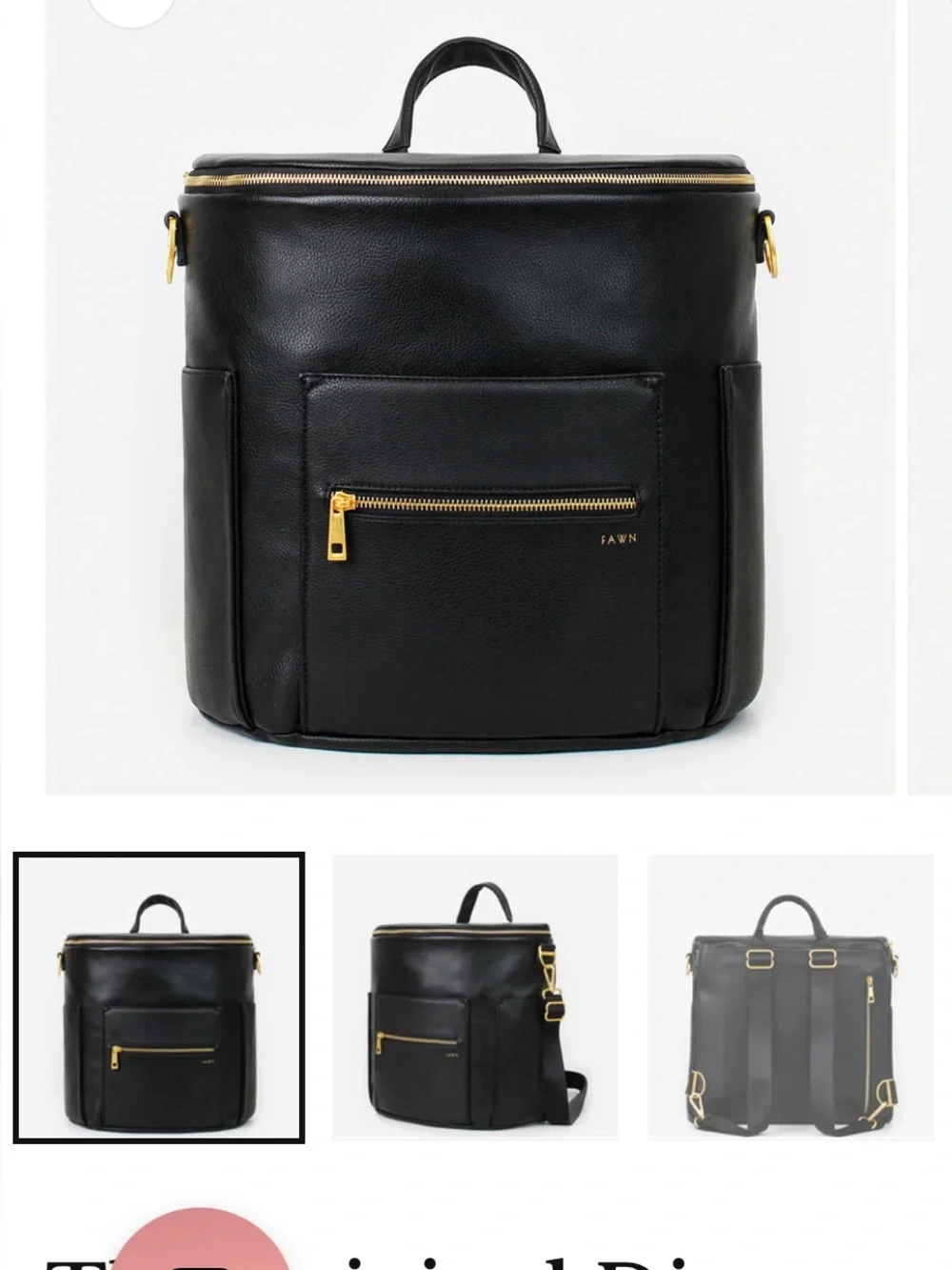 Fawn Design the Original Diaper Bag Black Backpack Gold Hardware like new unused